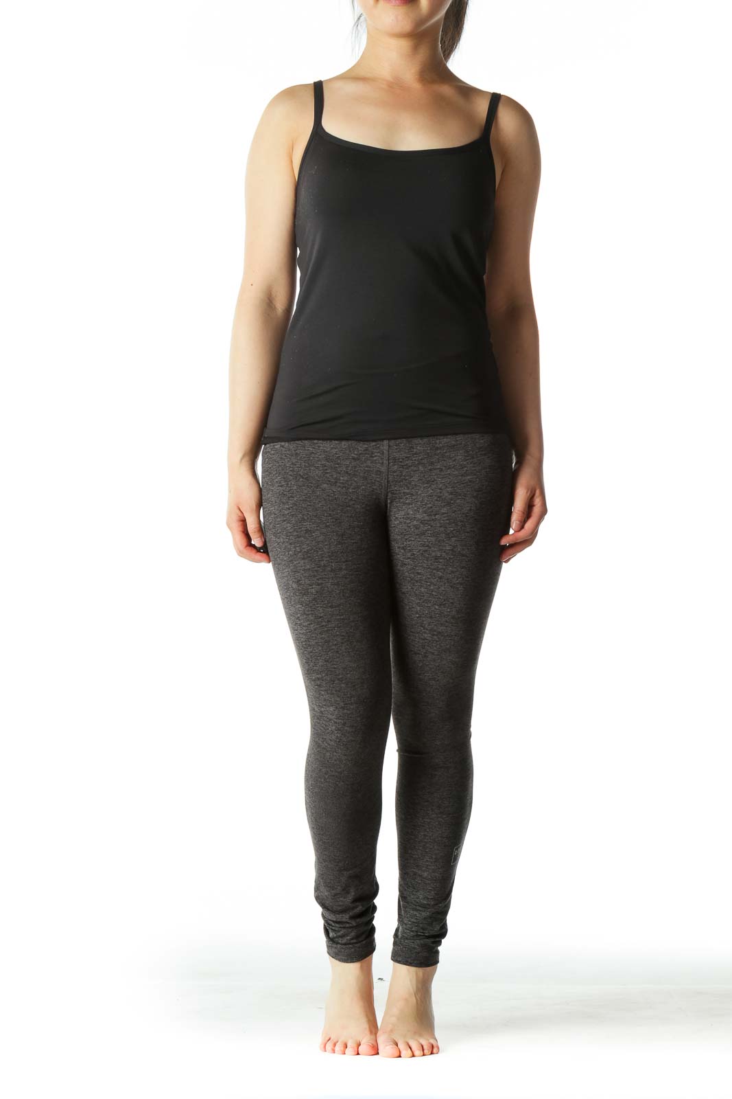 Gray Cropped Yoga Pant with Inspirational Word