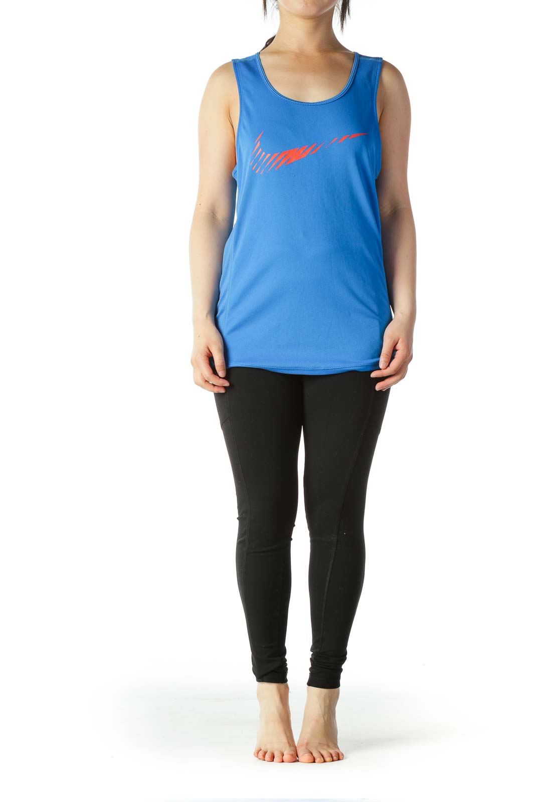 Electric-Blue Orange Logo Sports Tank