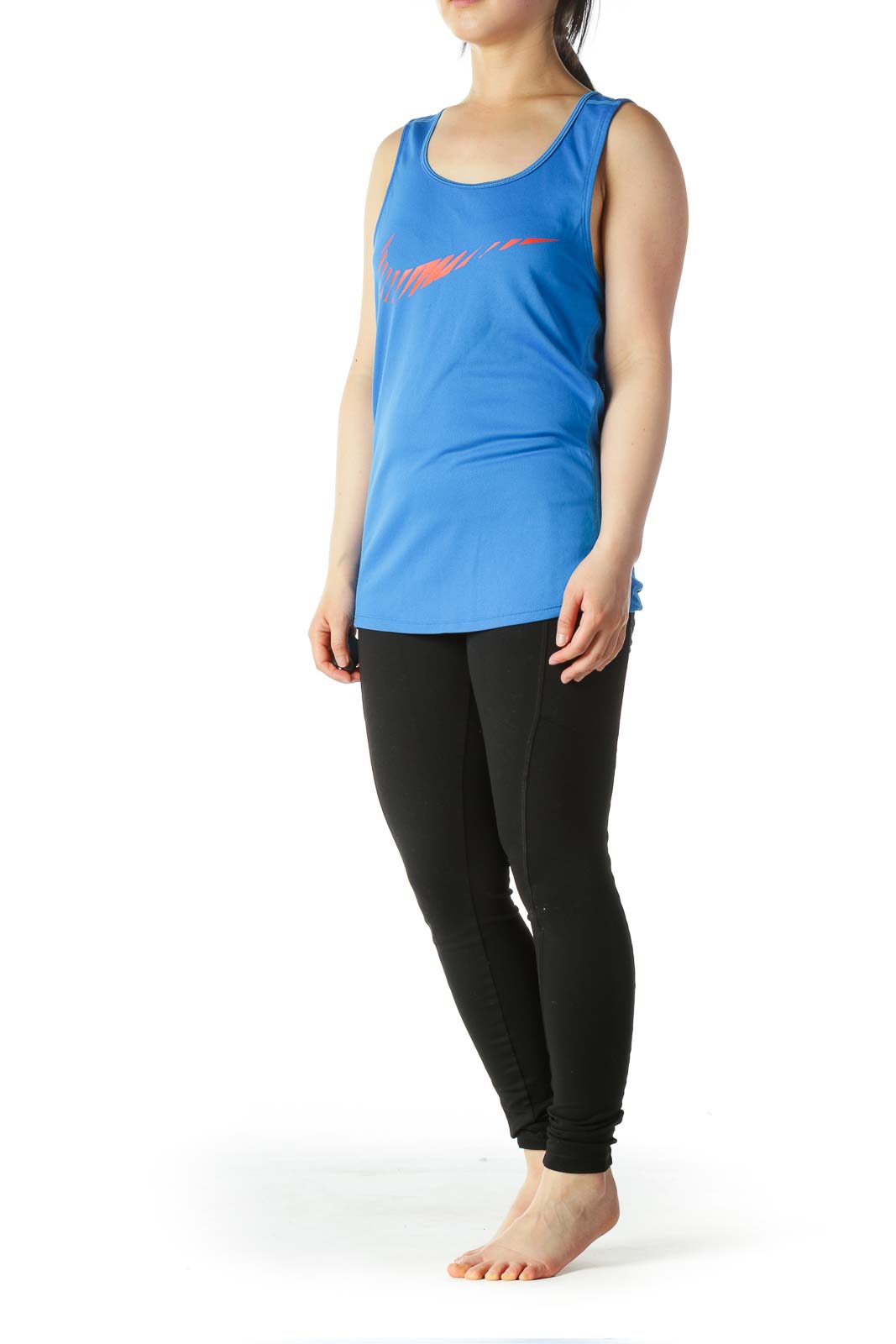 Electric-Blue Orange Logo Sports Tank