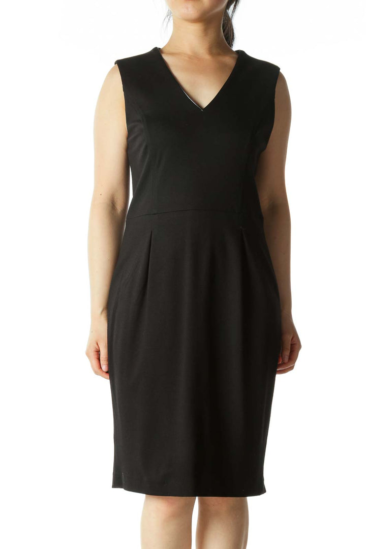 Black V-neck Slim Dress