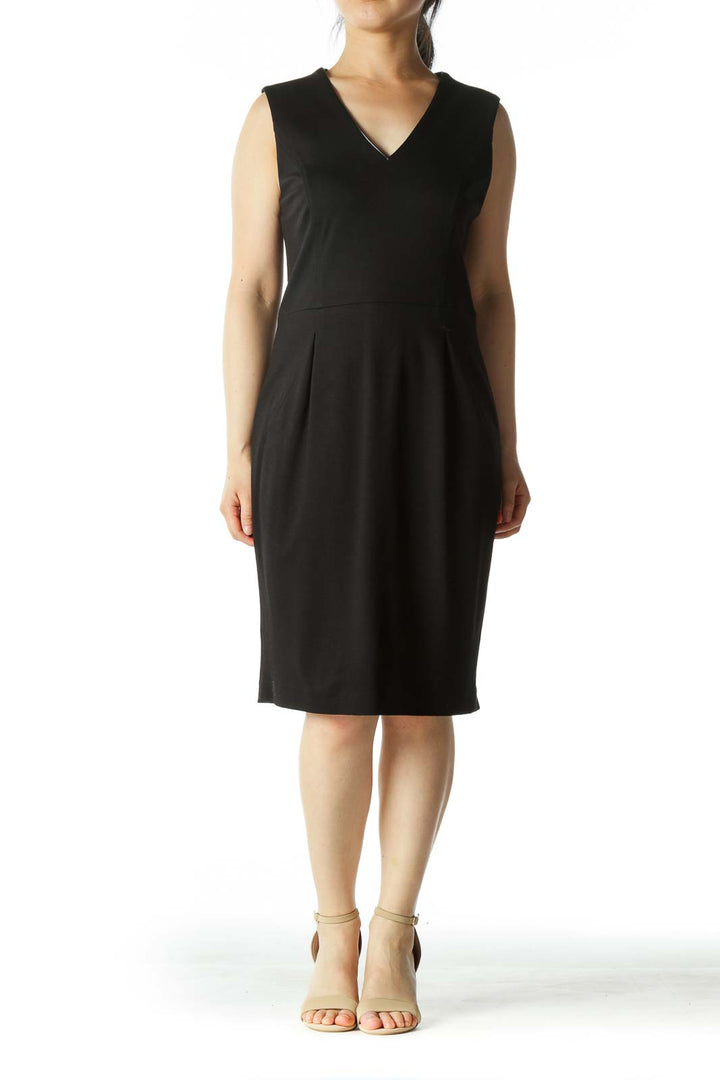 Black V-neck Slim Dress