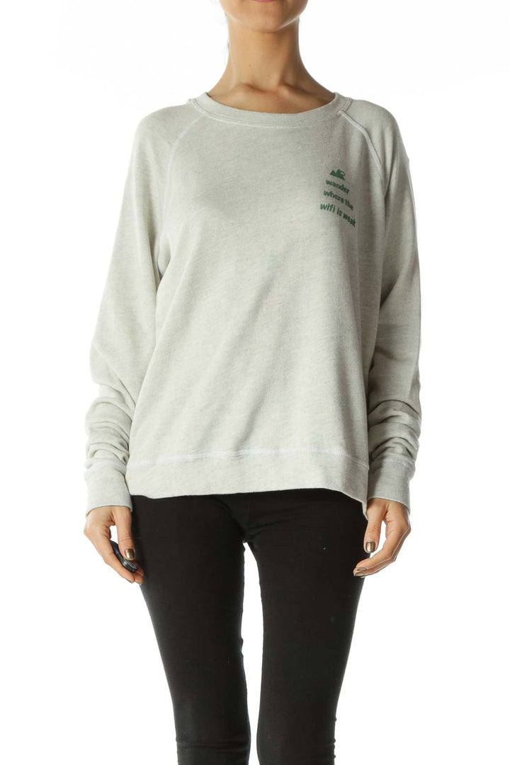 Beige Graphic Soft Sweatshirt