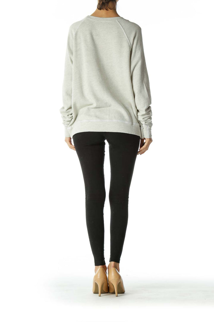 Beige Graphic Soft Sweatshirt