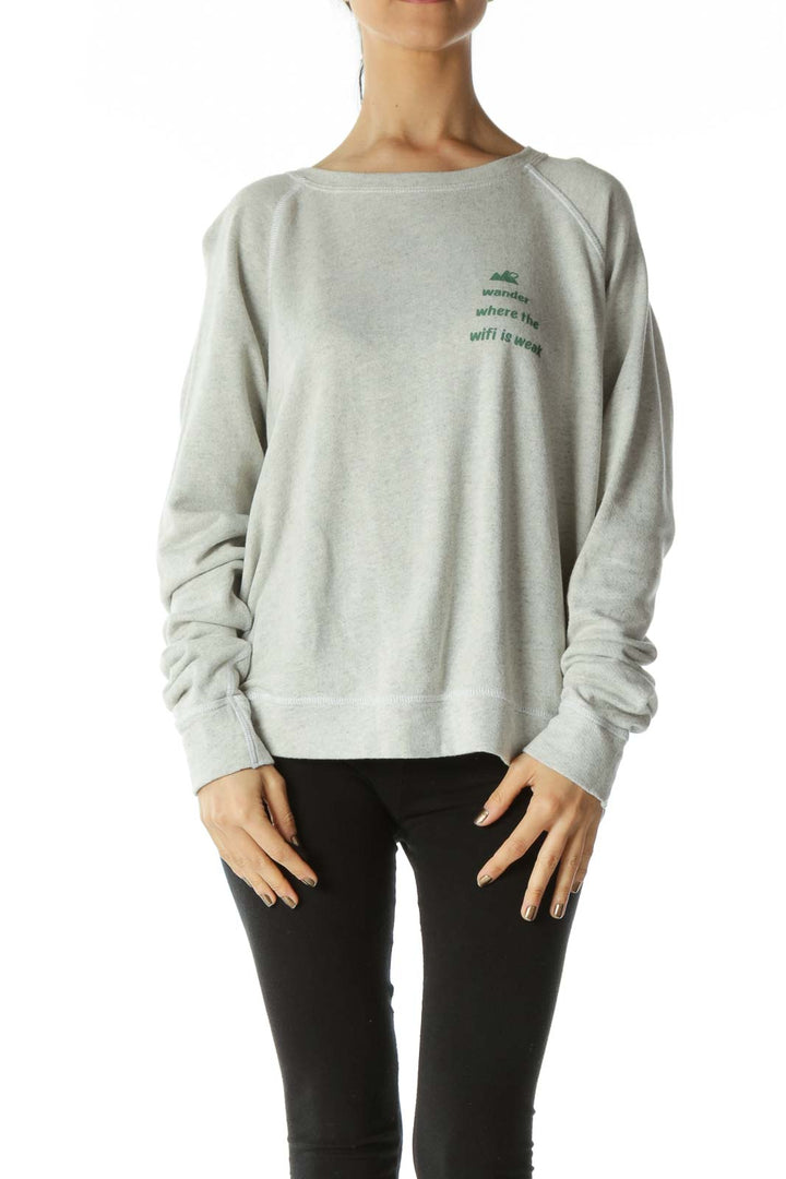 Gray Crewneck Sweatshirt with Graphic