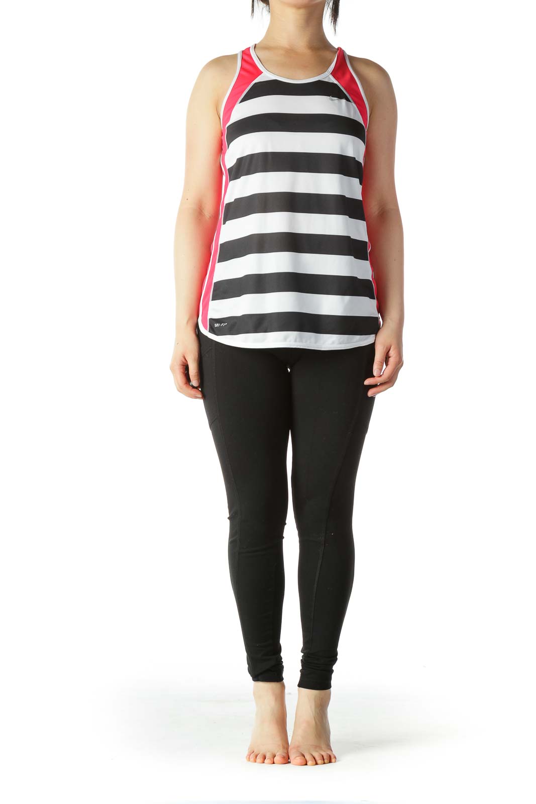 Black Red and White Striped Workout Tank