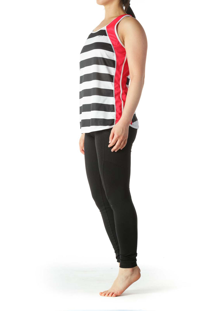 Black Red and White Striped Workout Tank