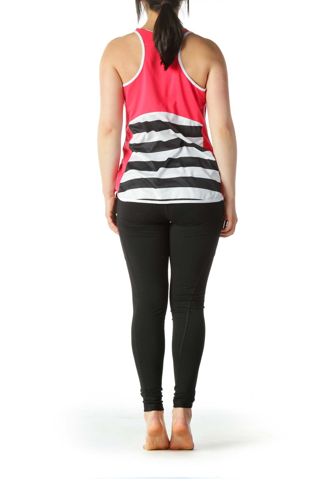 Black Red and White Striped Workout Tank