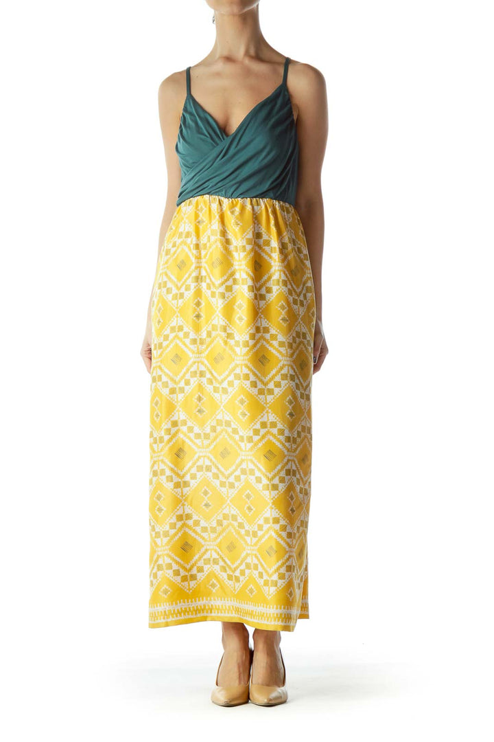 Yellow and Turquoise Midi Dress