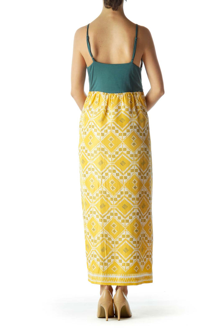 Yellow and Turquoise Midi Dress