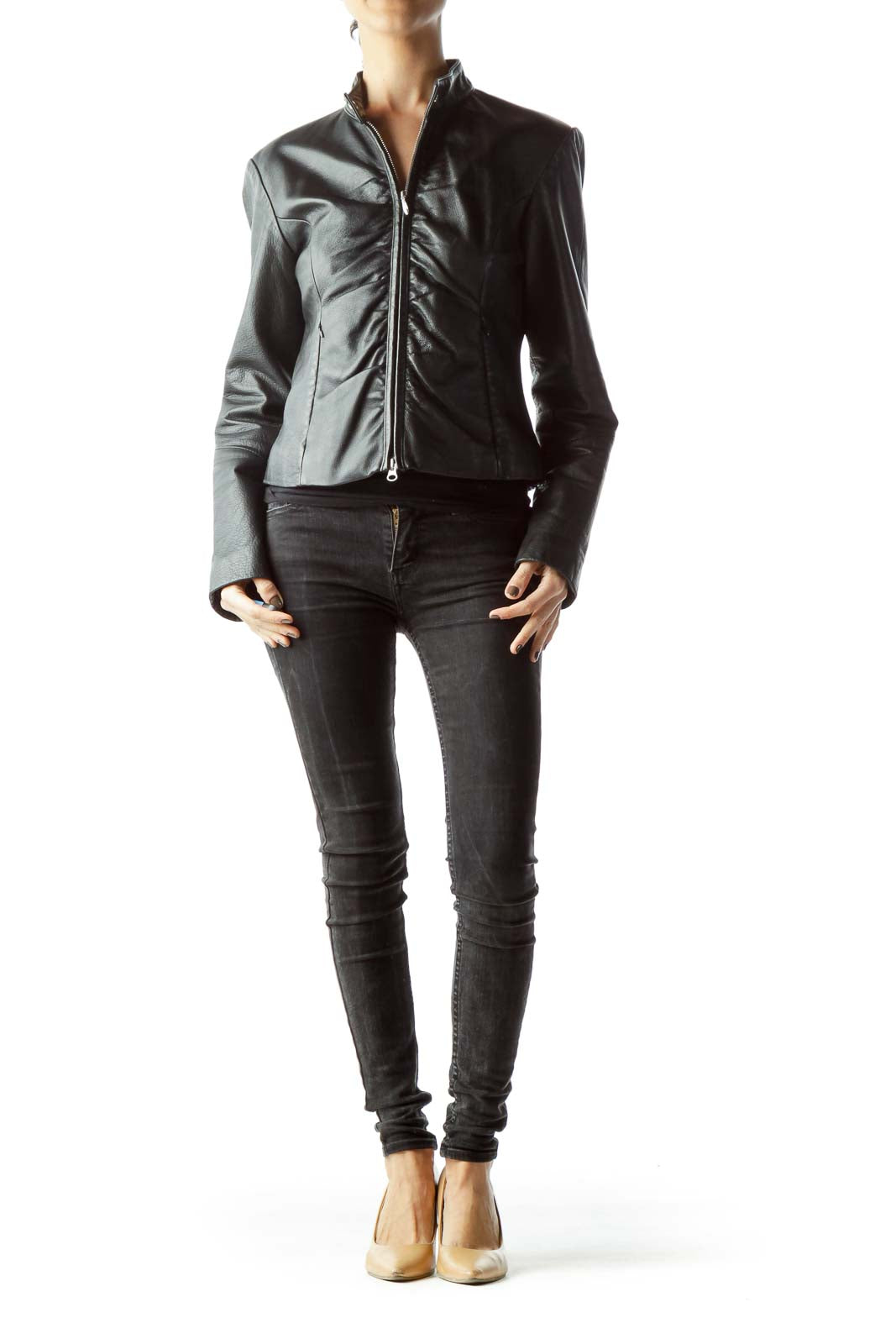 Black Zippered Leather Jacket