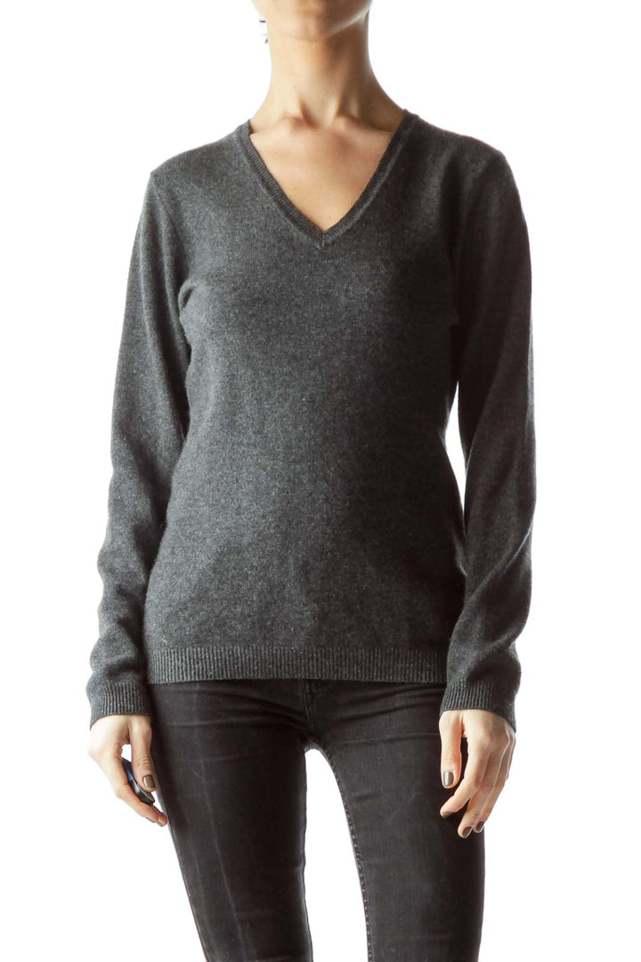 Gray Long Sleeve 100% Cashmere Sweater