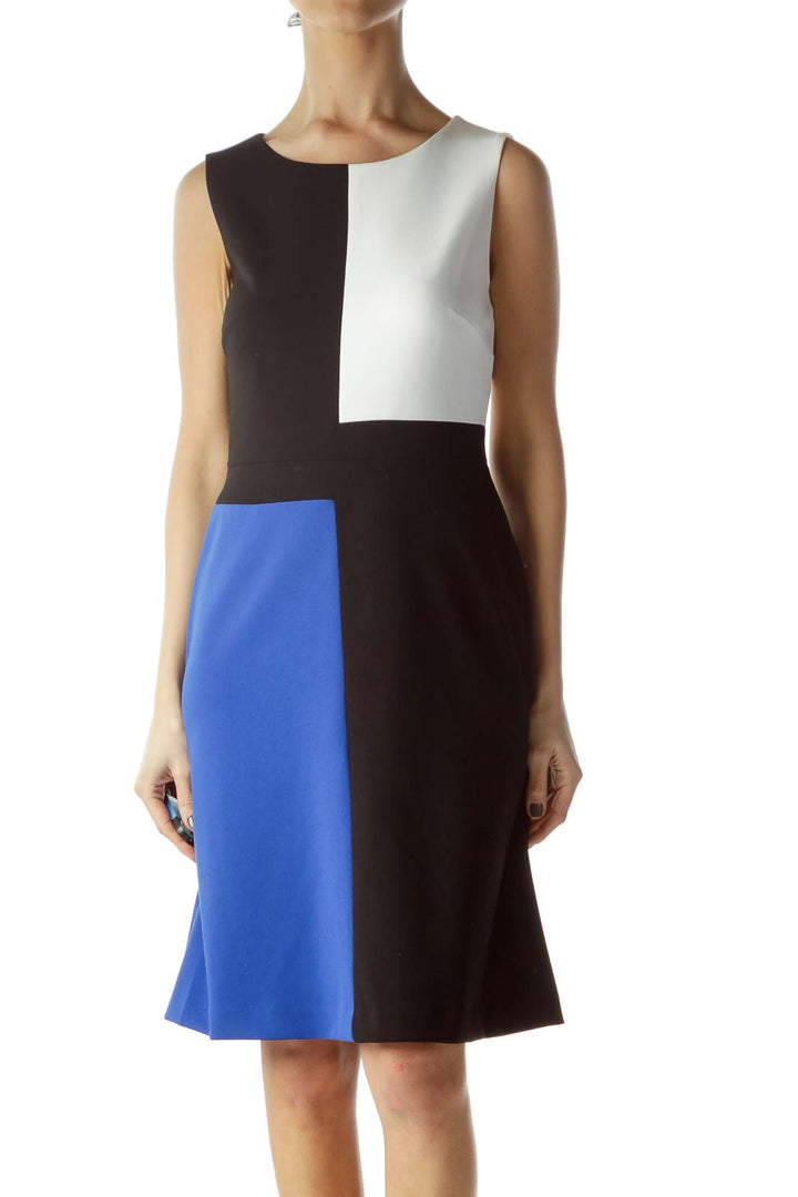 Black and Blue Color Block Dress