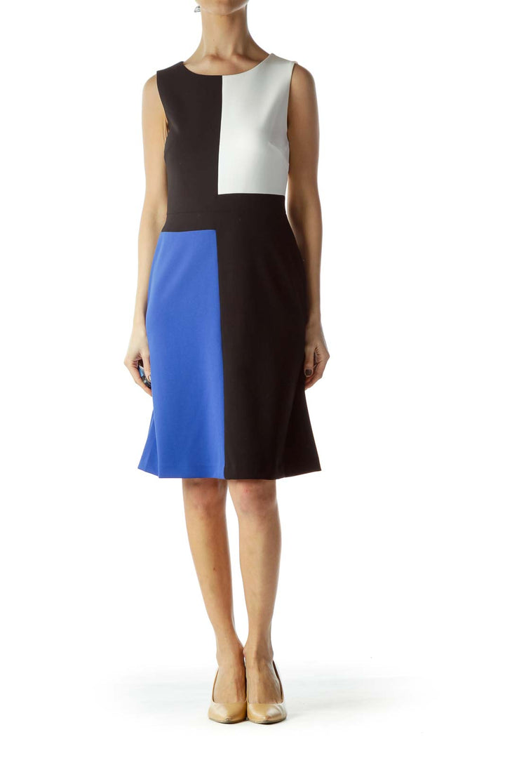 Black and Blue Color Block Dress