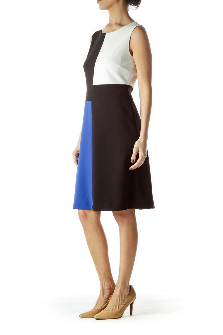 Black and Blue Color Block Dress