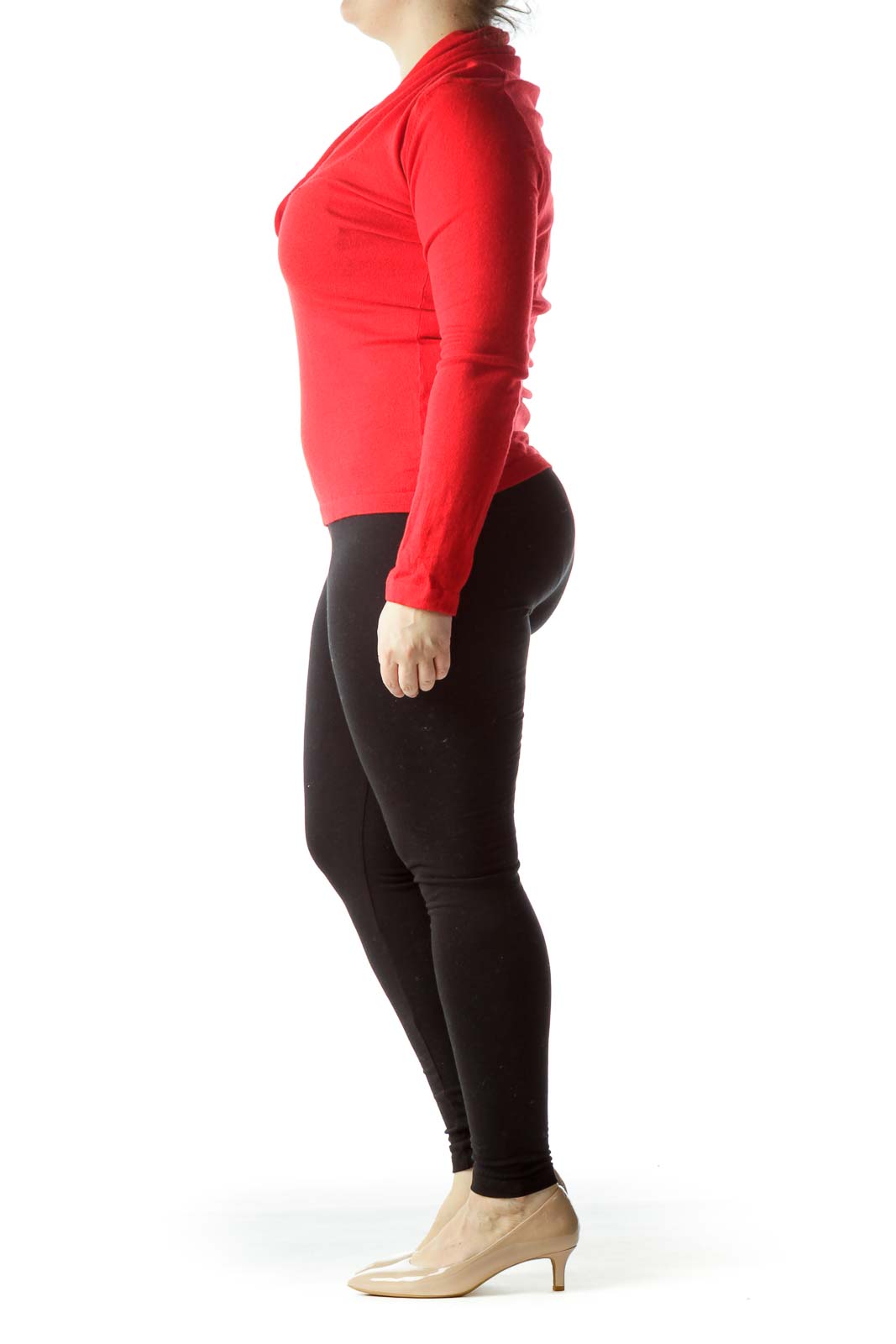 Lipstick Red V-Neck Long Sleeve Sweater