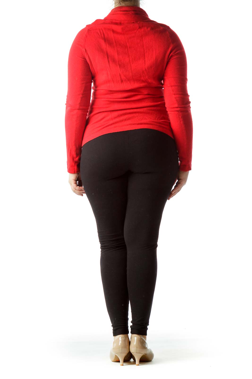 Lipstick Red V-Neck Long Sleeve Sweater