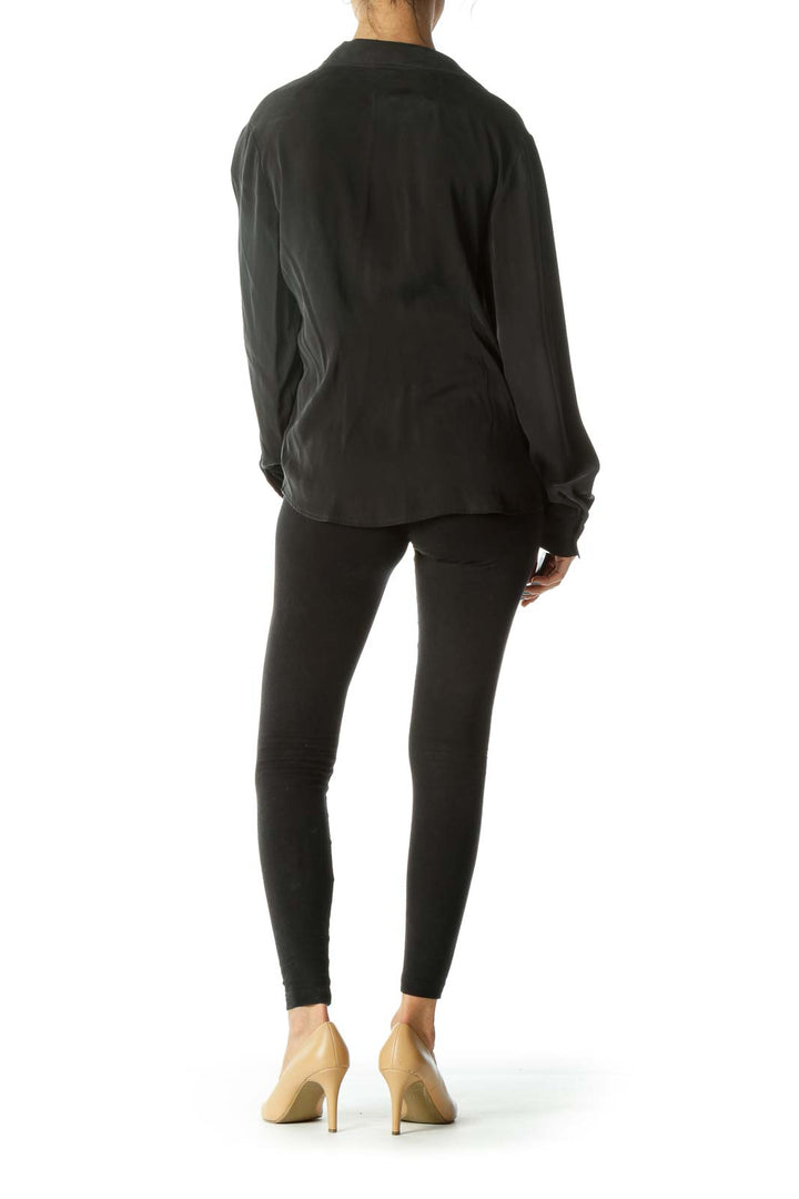 Black Buttoned Long Sleeve Light Shirt