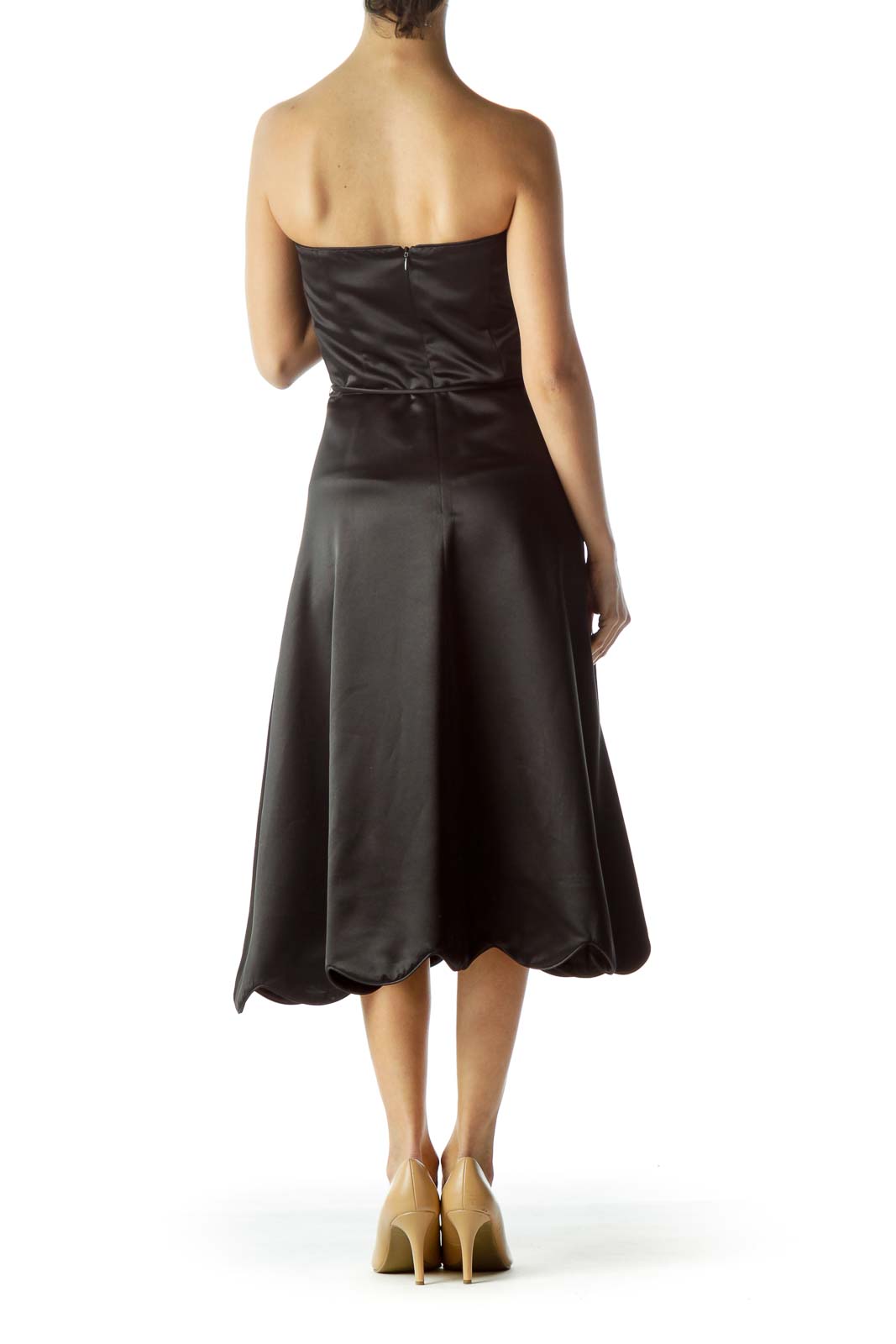 Black Strapless Flared Dress