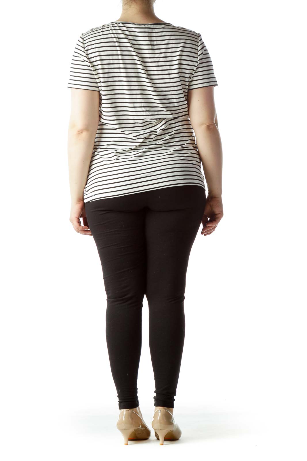 Black Cream Striped Short Sleeve Top