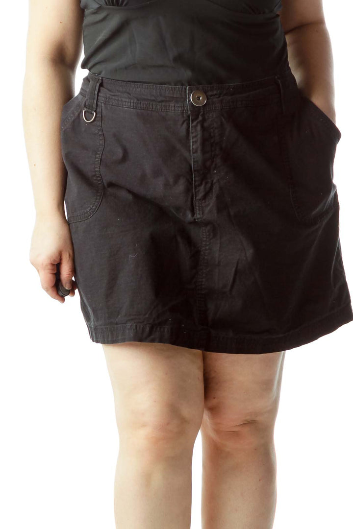 Black 100% Cotton Pocketed Skirt with Under Shorts