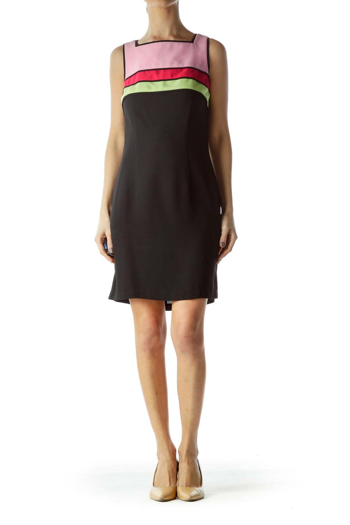 Black Colorblock Sheath Dress