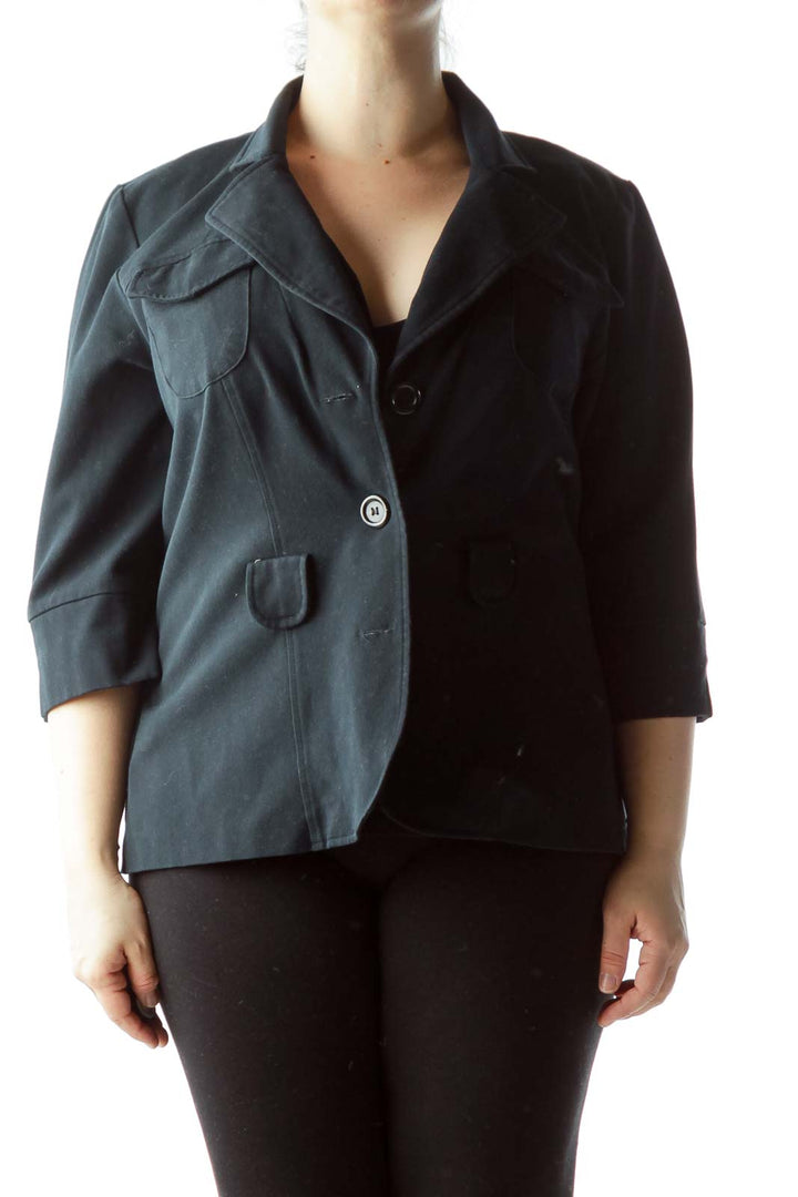 Front view of Courtenay black structured cropped jacket