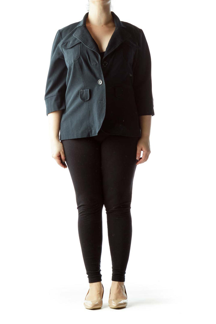 Front view of Courtenay black structured cropped jacket