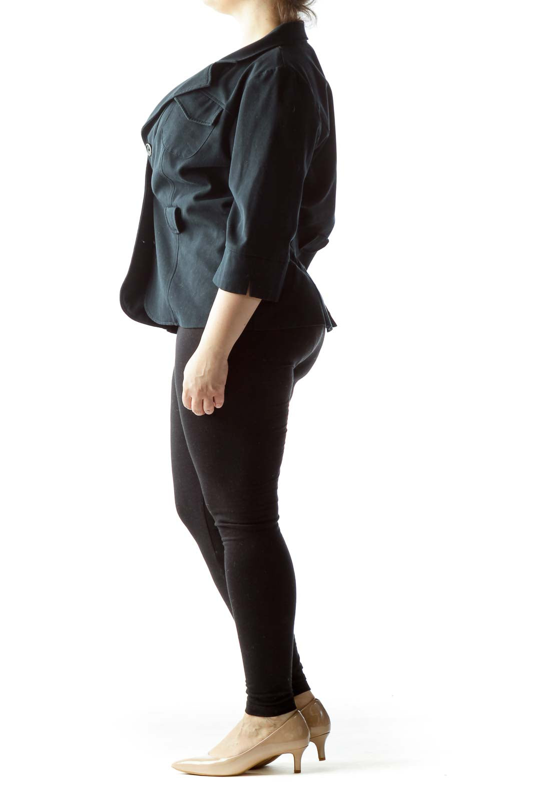 Front view of Courtenay black structured cropped jacket