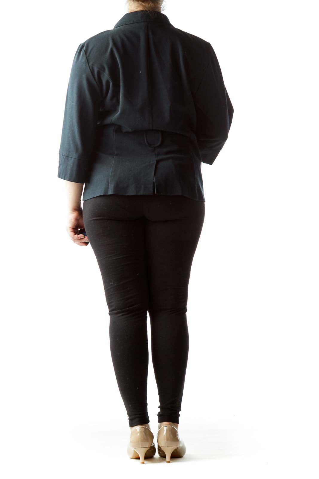 Back view of Courtenay black structured cropped jacket