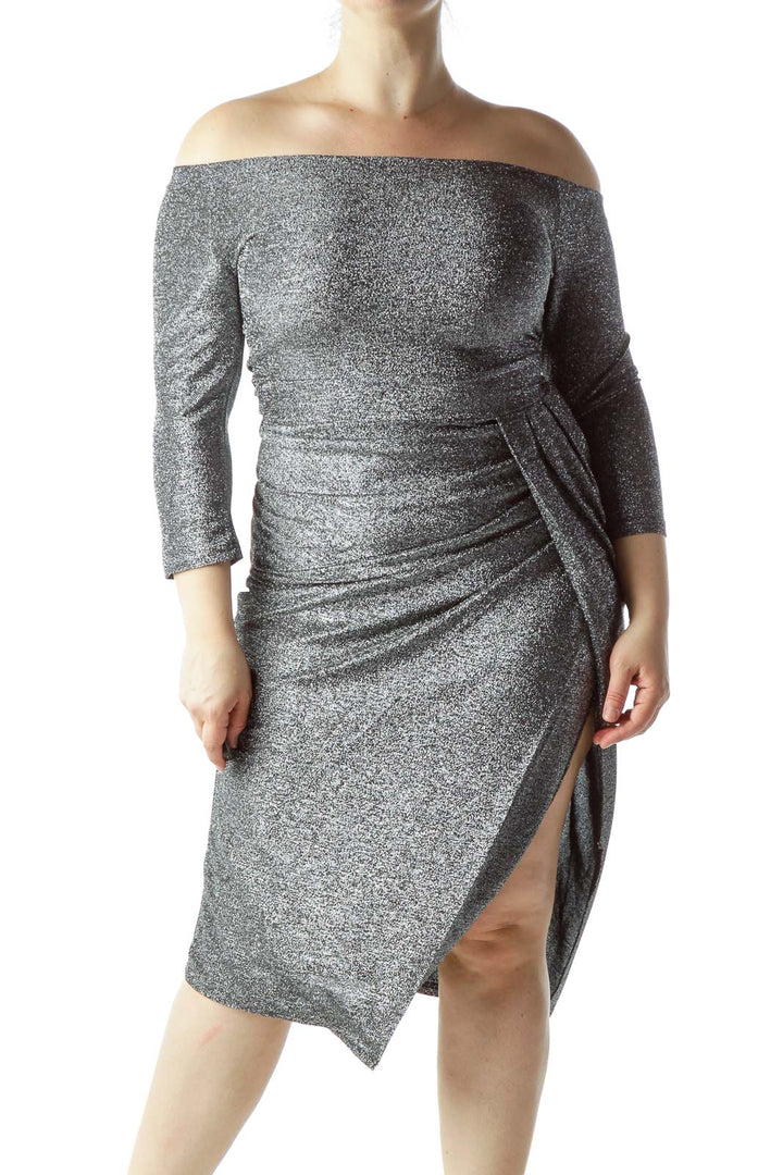 Silver Sparkled Asymmetric Dress