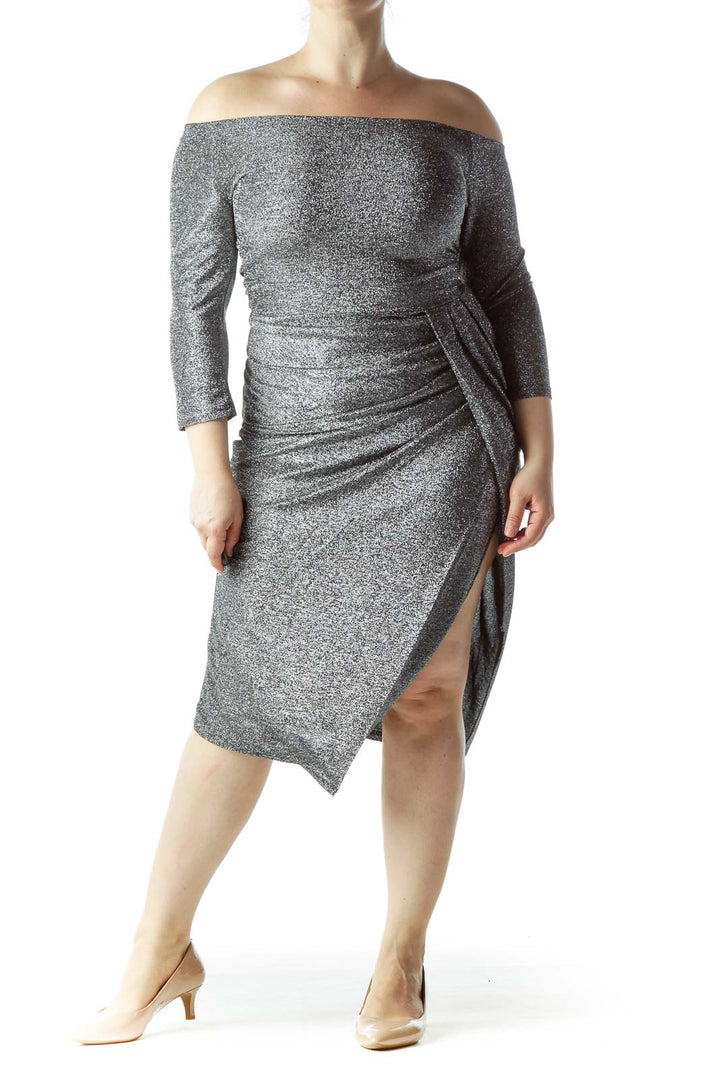 Silver Sparkled Asymmetric Dress