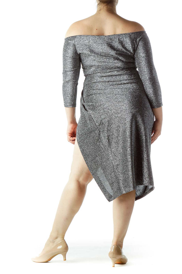 Silver Sparkled Asymmetric Dress