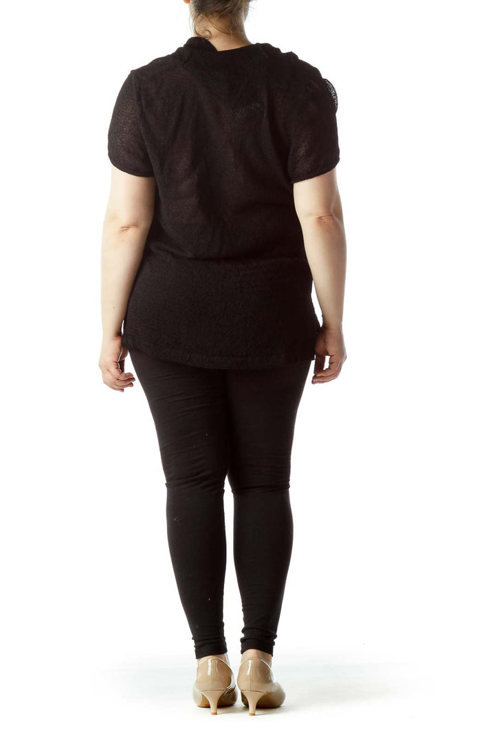 Back view of Lane Bryant black short sleeve knit top, size 2X