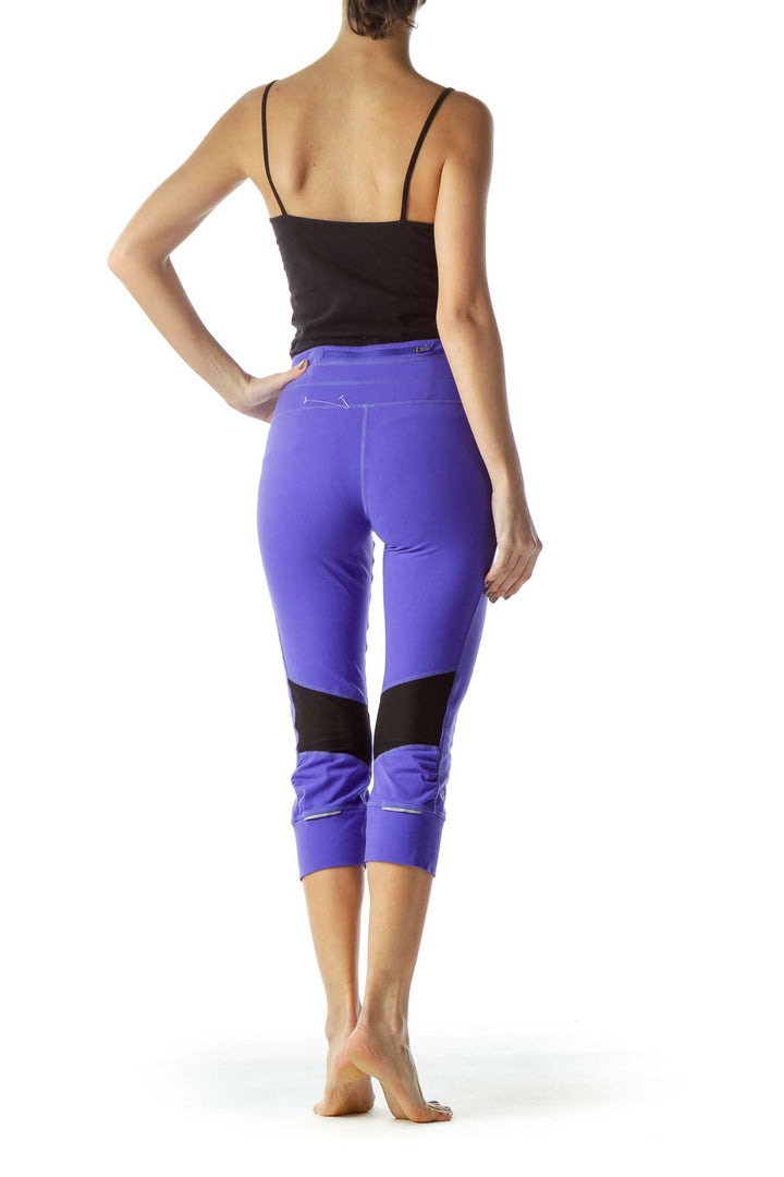 Purple Elastic Sports Cropped Pants