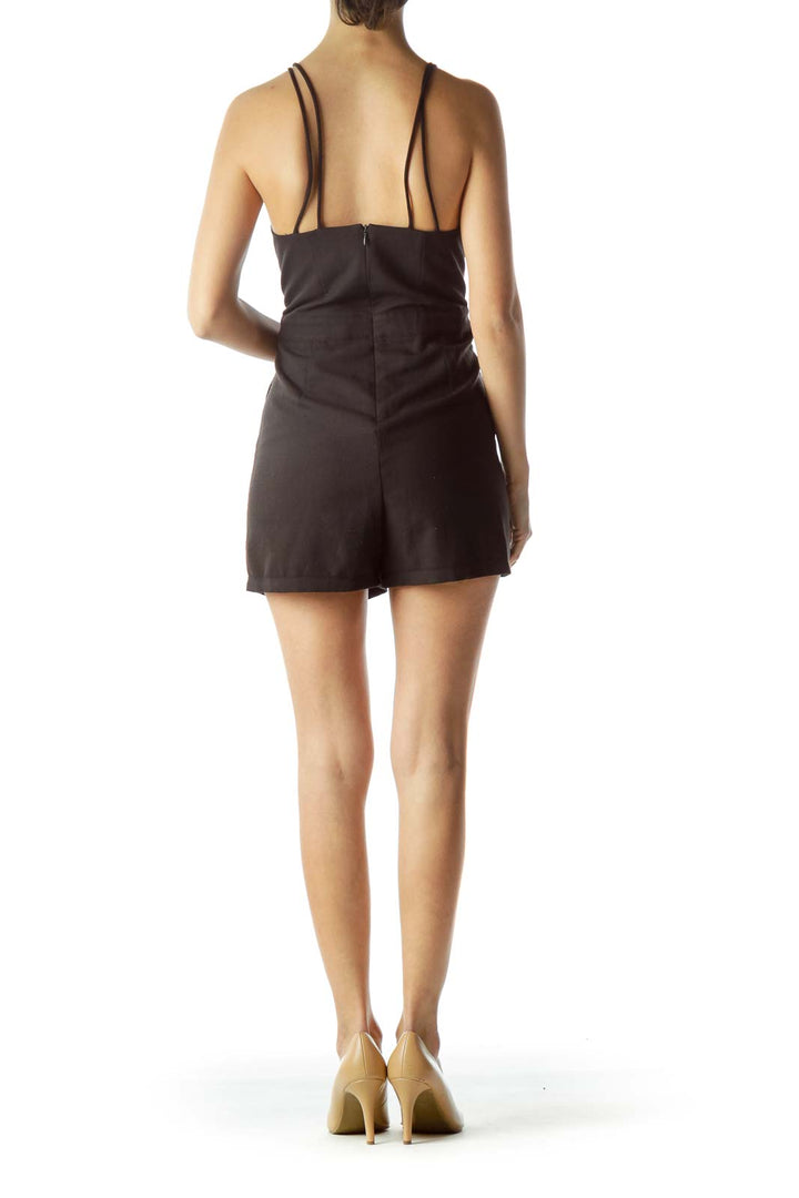 Black Spaghetti Strap Pocketed Romper