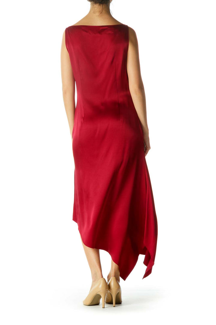 Red Silk Asymmetric Dress