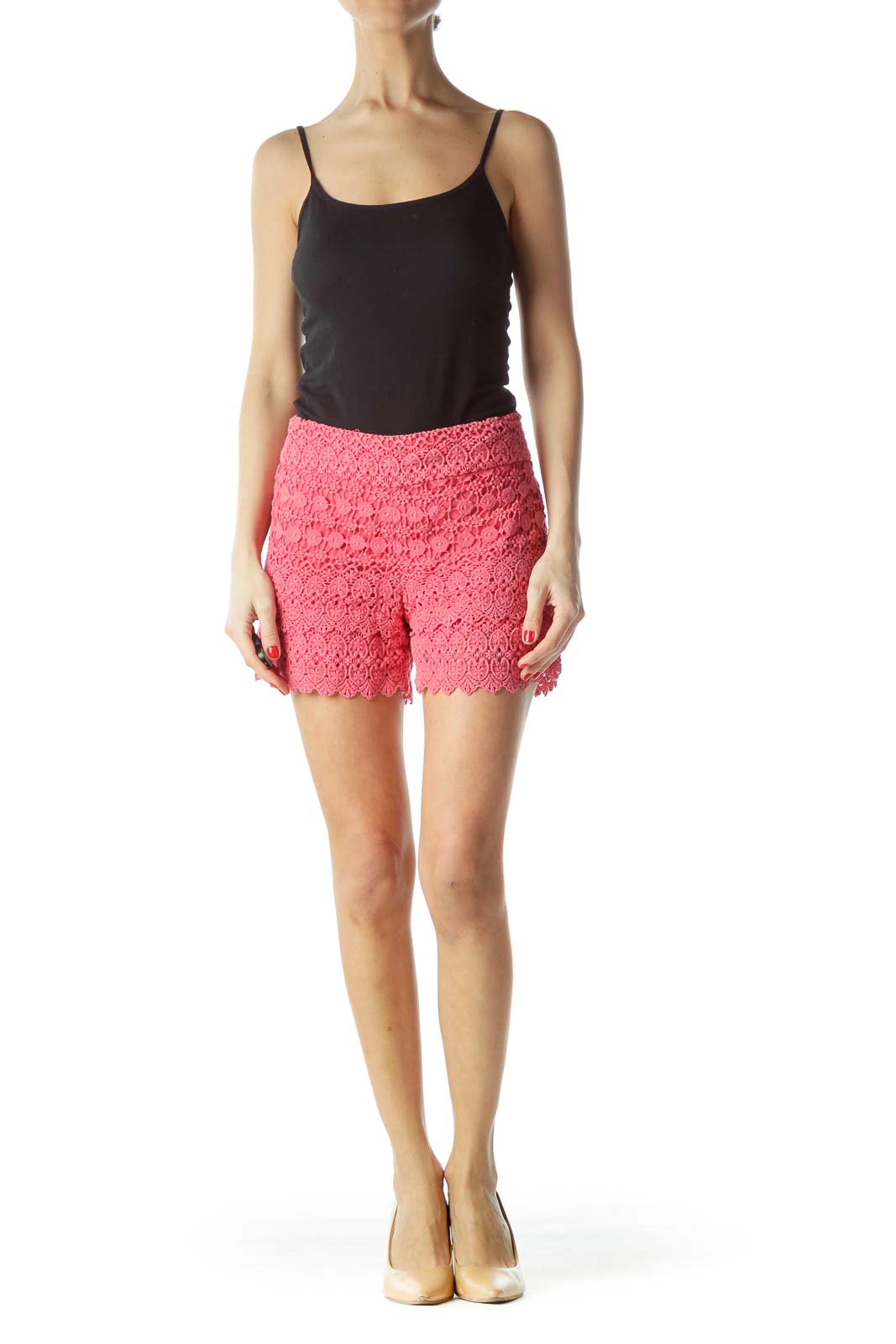 Pink Crocheted Knit 100% Cotton Short