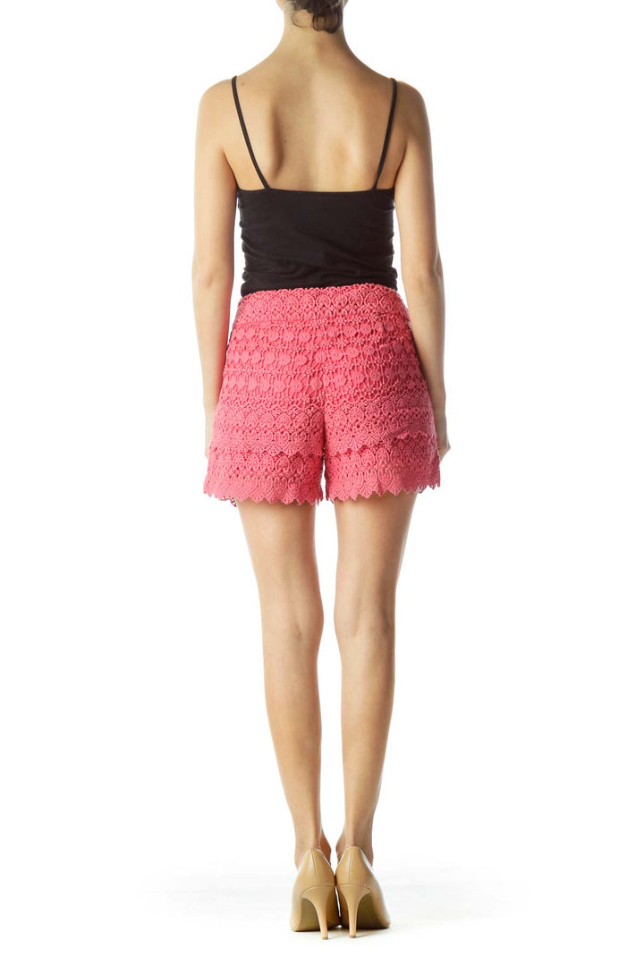 Pink Crocheted Knit 100% Cotton Short