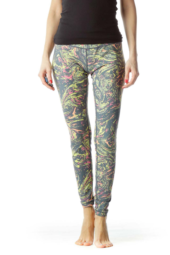 Front view of Zella multicolor abstract print activewear leggings