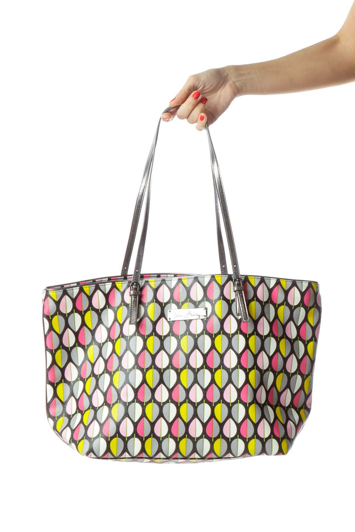 Multicolored Print Zippered Tote Bag