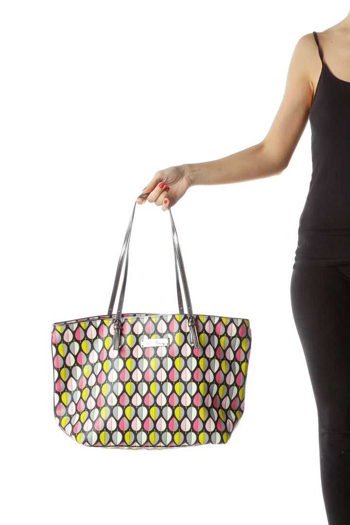 Multicolored Print Zippered Tote Bag