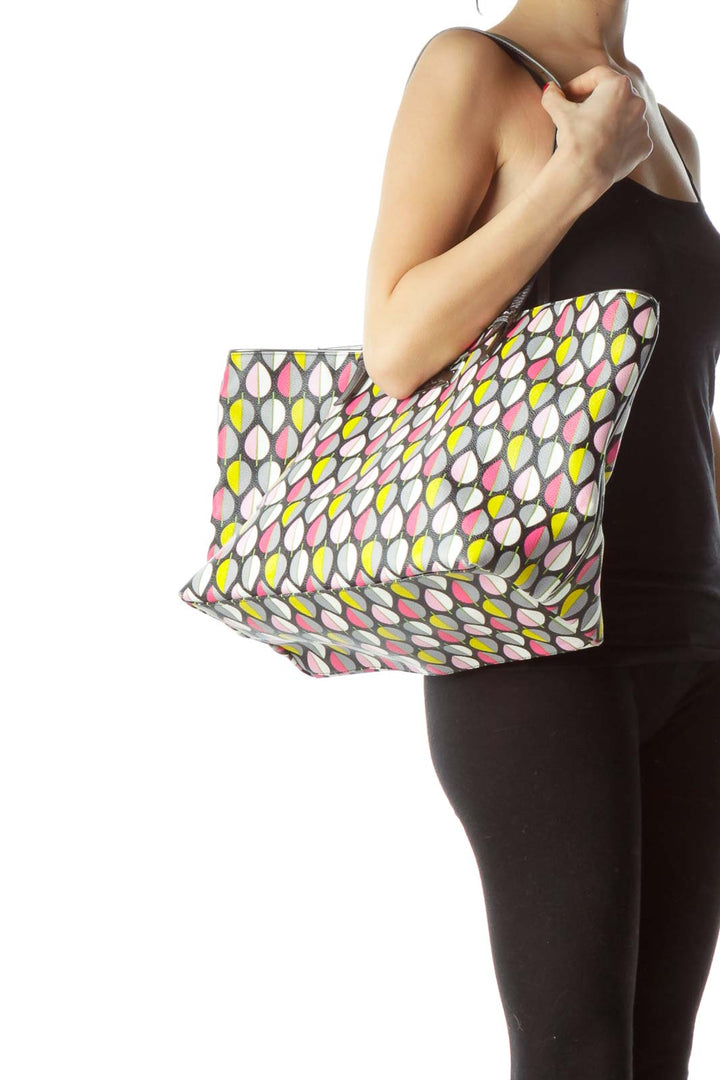 Multicolored Print Zippered Tote Bag