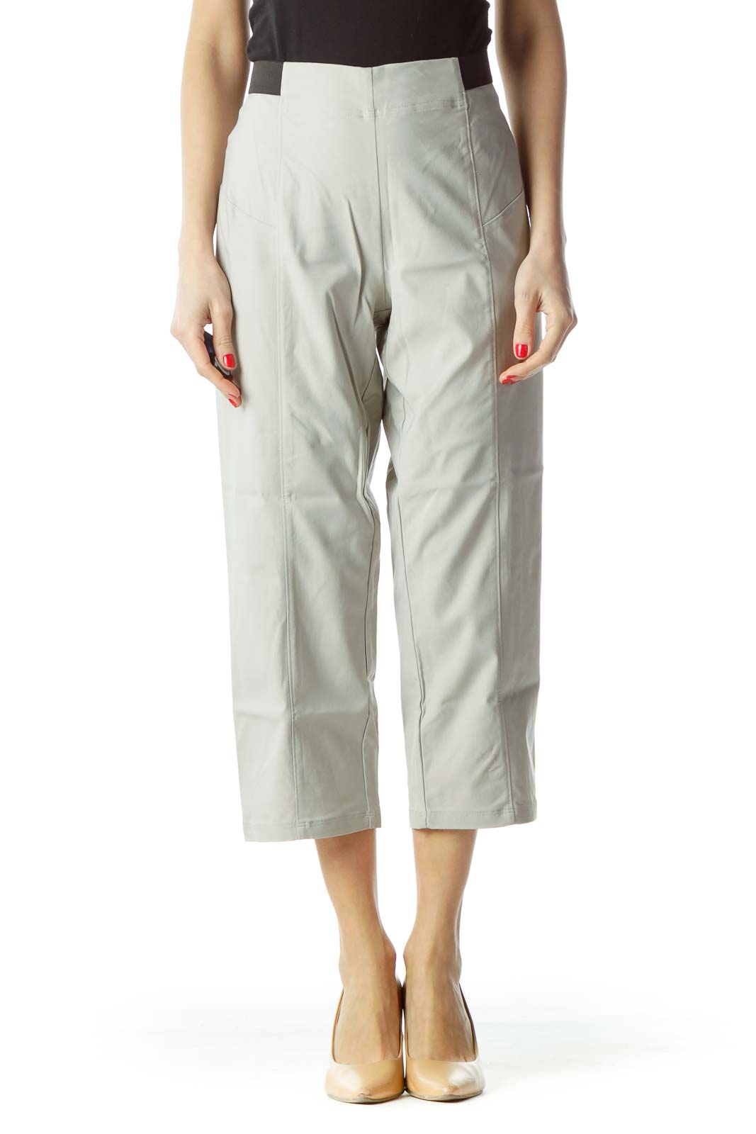 Front view of Simply Vera Vera Wang light gray cropped wide-leg pants