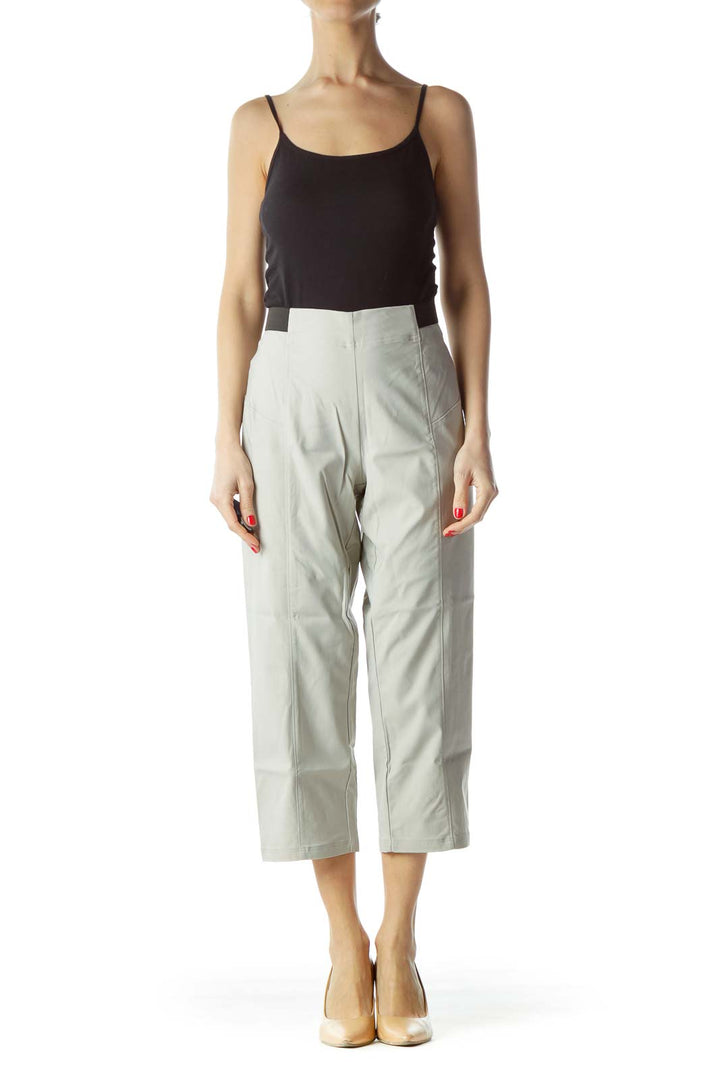 Front view of Simply Vera Vera Wang light gray cropped wide-leg pants