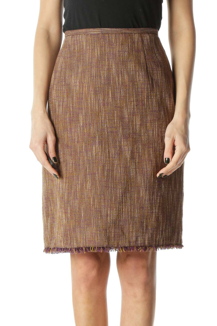 Brown Tweed Pencil Skirt