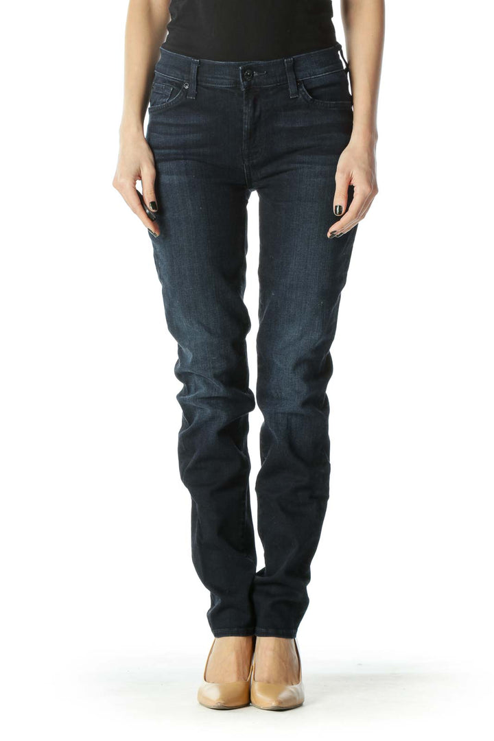 Blue Dark-Wash Slim Denim Jeans