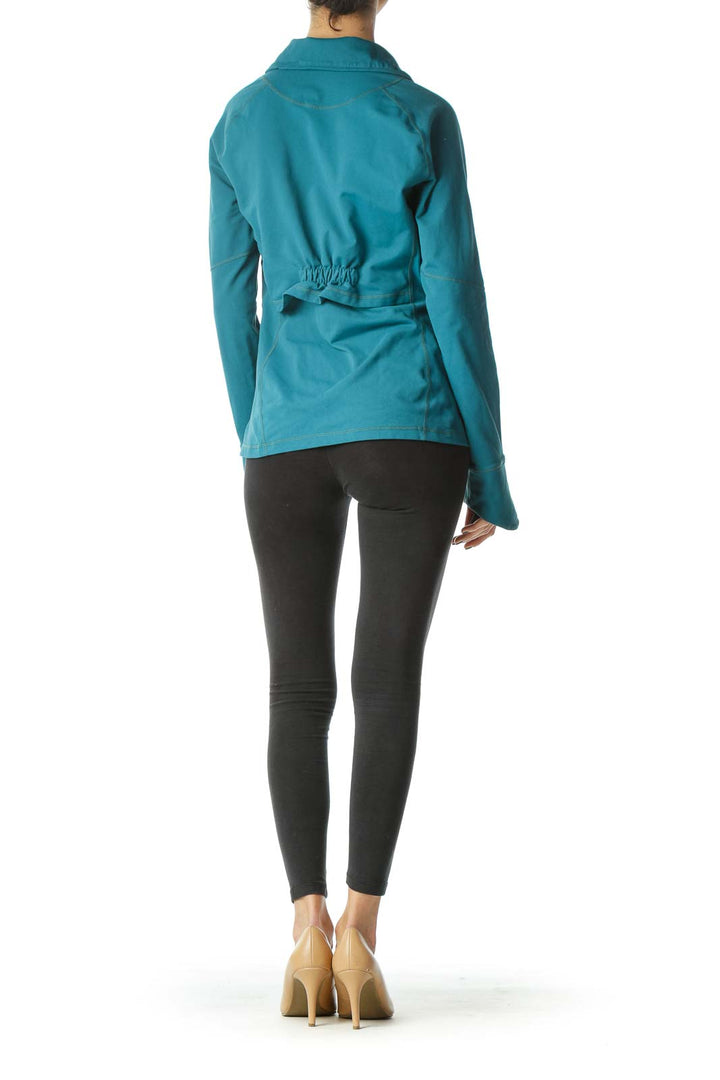 Teal Blue Stretch Scrunched Sports Jacket