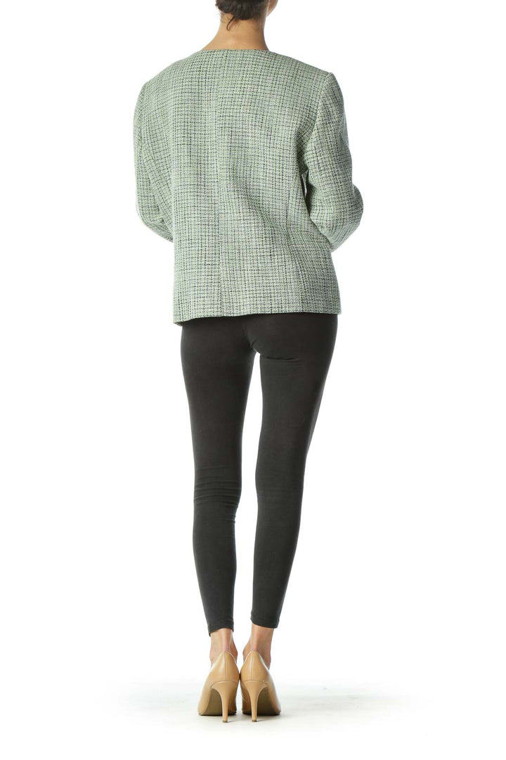 Green Black White Textured Blazer