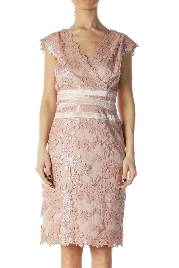 Pink Sequin and Lace Cocktail Dress