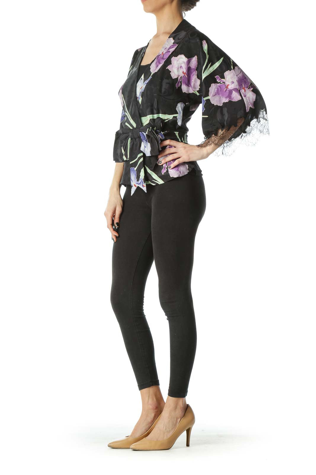 Multicolored Flower Print 100% Silk Light Jacket